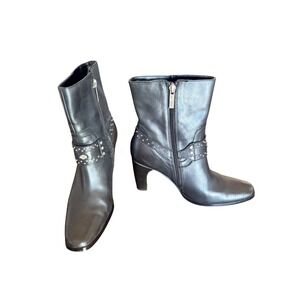 Harley-Davidson Womens‎ Black Leather Studded Harness Ankle Boots Pointed Size 8